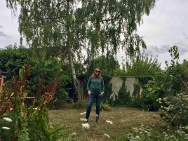 Martine in her garden in Vernon